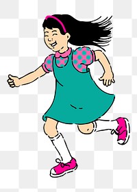 Playful girl png character illustration, transparent background. Free public domain CC0 image.