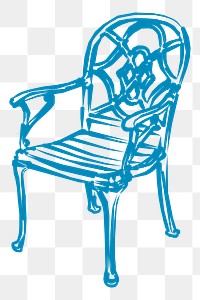 Blue garden chair png sticker furniture illustration, transparent background. Free public domain CC0 image.