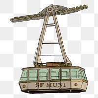 Cable car png sticker sightseeing illustration, transparent background. Free public domain CC0 image.
