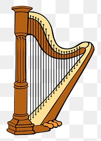 Harp png sticker illustration, transparent background. Free public domain CC0 image.