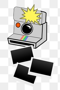 Instant camera png sticker analog illustration, transparent background. Free public domain CC0 image.