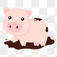 Pig png sticker animal illustration, transparent background. Free public domain CC0 image.