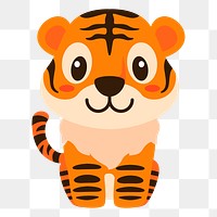 Tiger png sticker animal illustration, transparent background. Free public domain CC0 image.