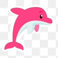 Pink dolphin png sticker animal illustration, transparent background. Free public domain CC0 image.