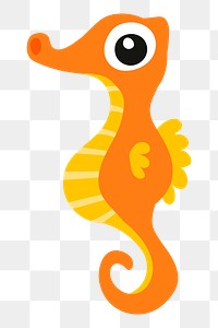 Orange seahorse png sticker animal illustration, transparent background. Free public domain CC0 image.