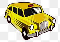 Yellow taxi png sticker public transport illustration, transparent background. Free public domain CC0 image.