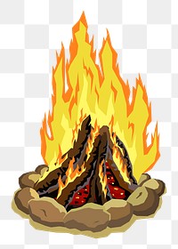 Bonfire png sticker clipart illustration, transparent background. Free public domain CC0 image.