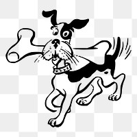 Dog with bone png sticker animal illustration, transparent background. Free public domain CC0 image.