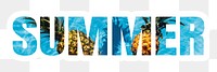 Summer png word sticker typography, pineapple in a swimming pool, transparent background