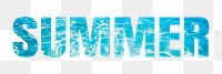 Summer png word sticker typography, blue water in a swimming pool, transparent background