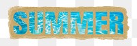 Summer png word sticker typography, blue swimming pool, ripped paper in transparent background