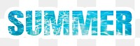 Summer png word sticker typography, blue water in a swimming pool, transparent background