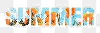 Summer png word sticker typography, flower field, transparent background