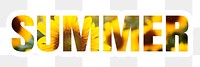 Summer png word sticker typography, sunflower in transparent background