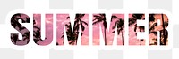 Summer png word sticker typography, sunset at the beach in transparent background