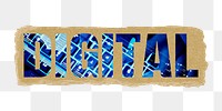 Digital png torn paper sticker, blue neon keyboard in transparent background