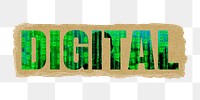 Digital png ripped paper sticker, green coding graphic in transparent background