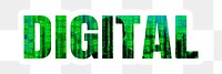 Digital png word sticker typography, green coding graphic in transparent background