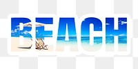 Beach png word, summer vacation travel, transparent background