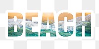 Beach png word sticker, summer vacation, transparent background