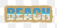 Beach png sticker, summer holiday and travel, ripped paper in transparent background