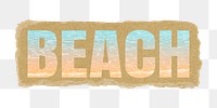 Beach png sticker typography, gradient sea waves, torn paper in transparent background