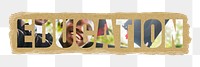 Education png sticker, university graduation, ripped paper in transparent background