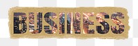 Business png sticker typography, city light, transparent background, torn paper collage element