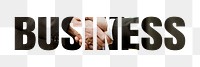 Business png word, people shaking hands, transparent background