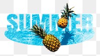 Summer pineapple png word sticker on transparent background