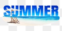 Summer png word sticker, beach on transparent background