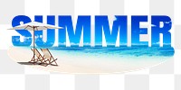 Summer png word sticker, beach on transparent background