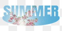 Summer png word sticker, cherry blossom on transparent background