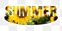 Summer png word sticker, white border typography, transparent background