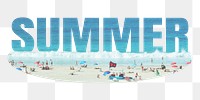 Summer png word sticker, beach on transparent background