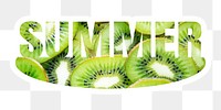 Summer png word sticker, white border typography, transparent background