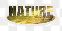 Nature png word sticker, rabbit design on ripped paper, transparent background