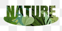 Nature png word sticker, green design in transparent background