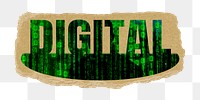 Digital png word sticker, technology on ripped paper, transparent background