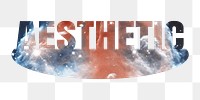 Aesthetic png word sticker, galaxy on transparent background