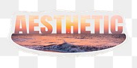 Aesthetic png word sticker, ripped paper, transparent background