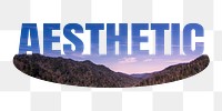 Aesthetic png word sticker, mountain on transparent background