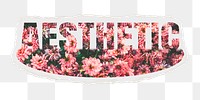 Aesthetic png word sticker, ripped paper, transparent background