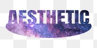 Aesthetic png word sticker, galaxy on transparent background