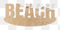 Beach png word sticker, sand on transparent background