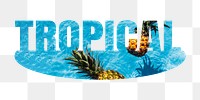 Tropical png word sticker, pineapple on transparent background