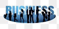 Business png word sticker, silhouette people on transparent background