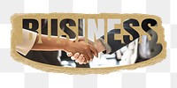 Business png word sticker, ripped paper, transparent background