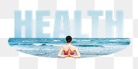 Health png word sticker, yoga on transparent background