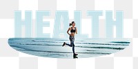 Health png word sticker, running on transparent background